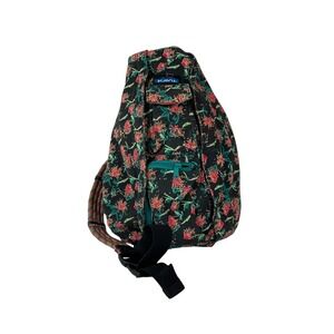 Kavu Rope Crossbody Sling back Backpack Bag Floral Pattern Black Multi Pocket